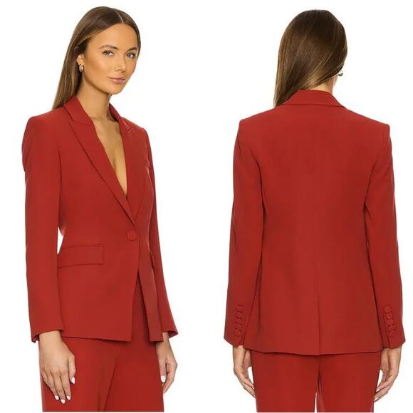 Veronica Beard Long and Lean Dickey Jacket Crimson Red Blazer Size 8 Medium NWT - Picture 1 of 16